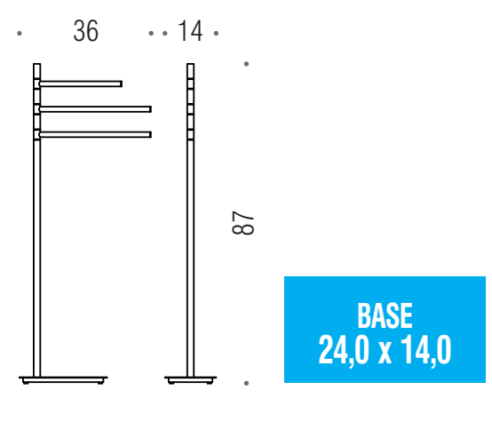 Colombo Square B9915 Piantana portasciugamani con 3 barre porta salviette in ottone cromo