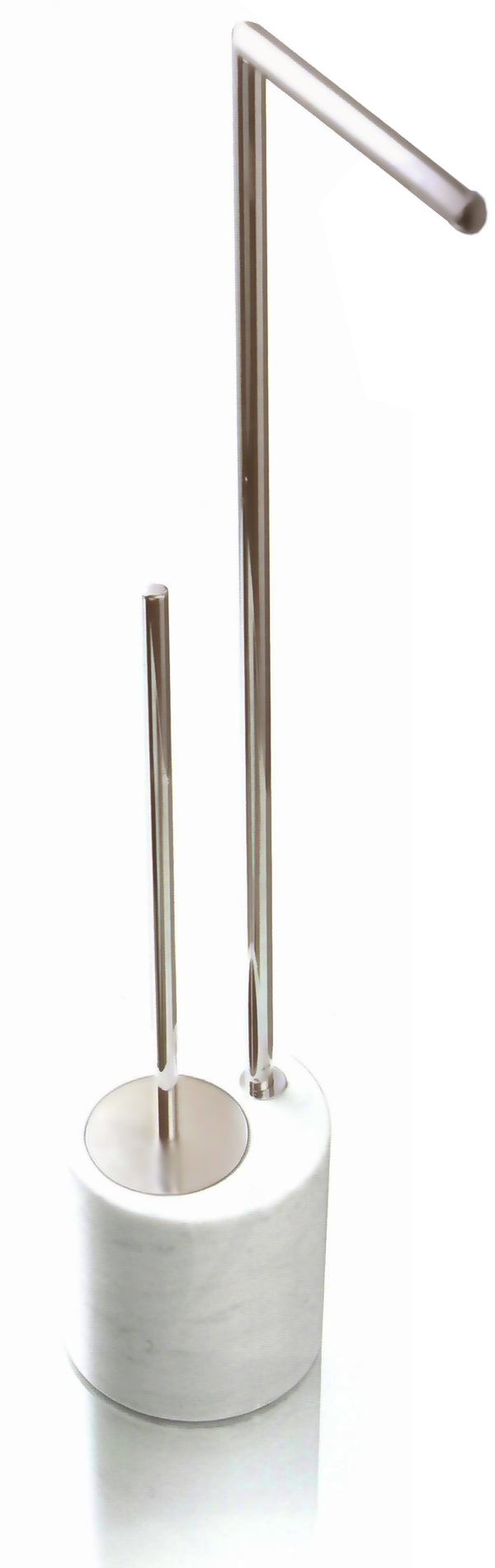 Bertocci Carrarino Piantana Porta Rotolo E Scopino Nichel Matt e Base In Marmo