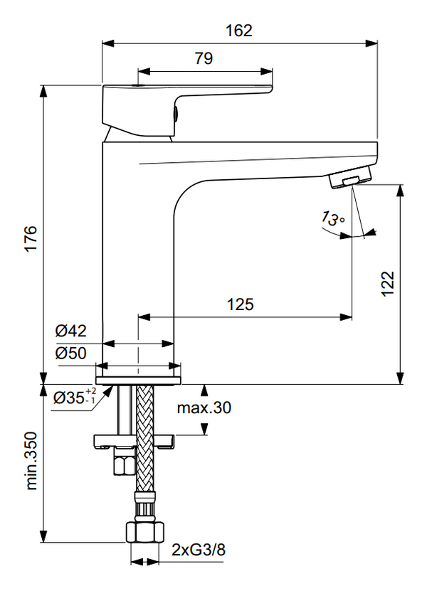 Ideal Standard Cerafine O miscelatore lavabo piletta click-clack nero seta