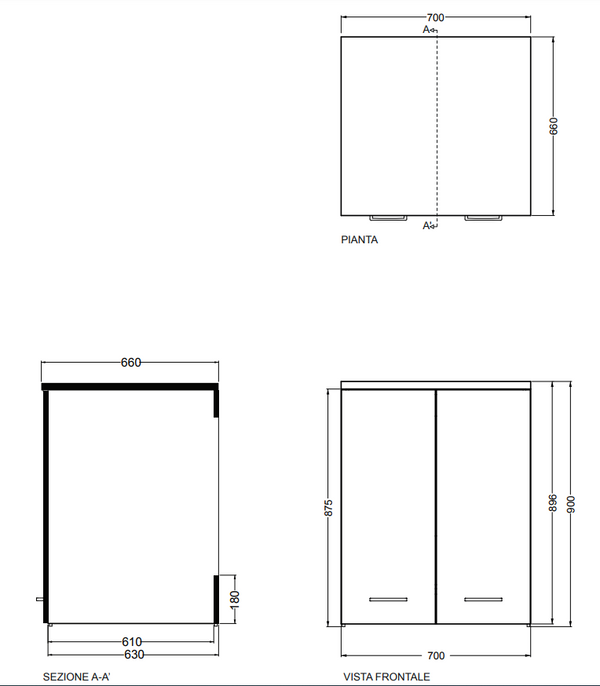 Colavene mobile contenitore lavatrice asciugatrice 70X66 H.90 bianco