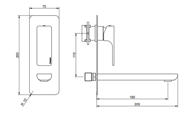 Treemme Hask RWIT6AB2CC01 miscelatore monocomando lavabo 180mm senza parte incasso cromo
