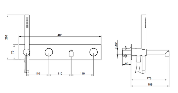 Treemme T30 RWIT5BD7CC01 miscelatore monocomando vasca senza parte incasso cromo