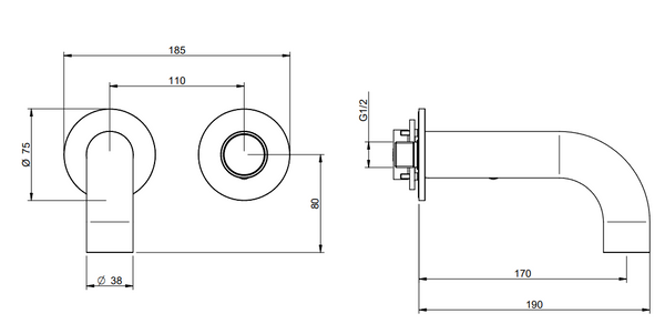 Treemme Watertube RWIT4AC5IS02 miscelatore monocomando lavabo incasso 170mm senza parte incasso inox satinato