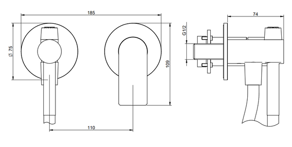 Treemme 3.6 idroscopino bidet e wc con miscelatore senza parte incasso inox satinato