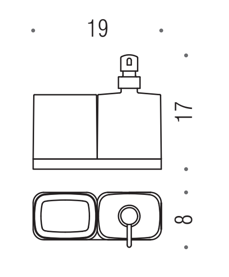 Colombo Time w4271 bicchiere portaspazzolini con dispenser spandisapone liquido in Vetro Acidato Naturale cromo
