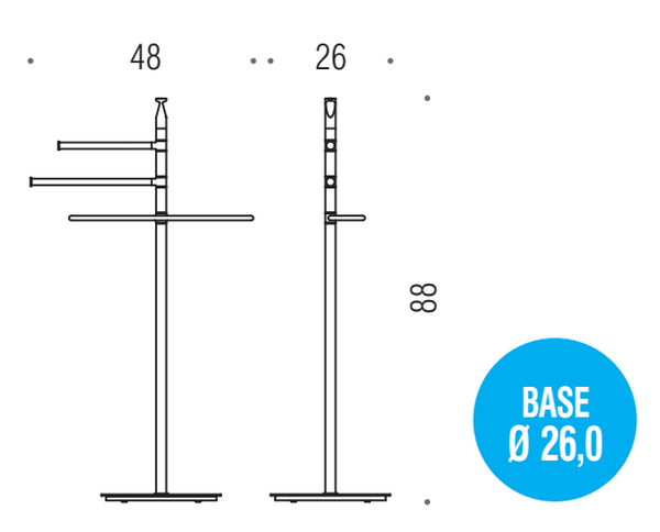 Colombo Planets B9803 Piantana portasciugamani con 2 barre ed anello cromo