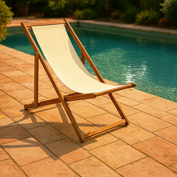 Andrea Bizzotto Noemi Relax sedia sdraio ecru crema in legno 0805987