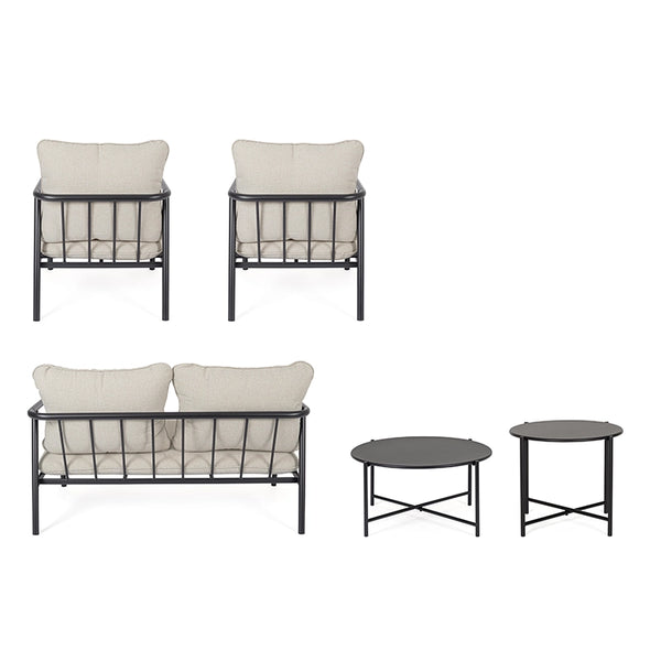 Andrea Bizzotto Ostuni salotto outdoor antracite con ambientato in spazio living con arredi coordinati