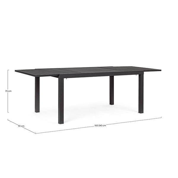 Andrea bizzotto hilde tavolo 160x90 da esterno allungabile in alluminio antracite
