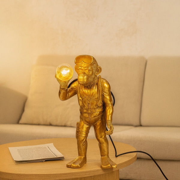 Animal Monkey lampada scimmia 50 cm in poliresina oro