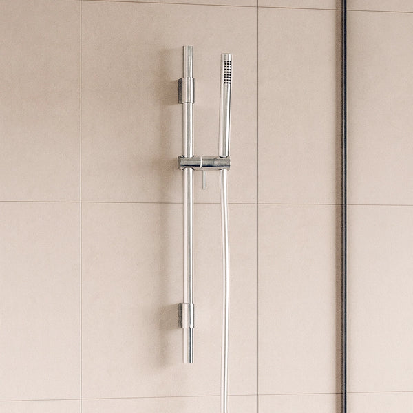 Asta doccia con saliscendi doccetta tonda in ottone e flessibile in pvc cromo