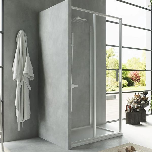 Box doccia 100x80 Rio un anta scorrevole vetro 6 mm trasparente H 195 cromo