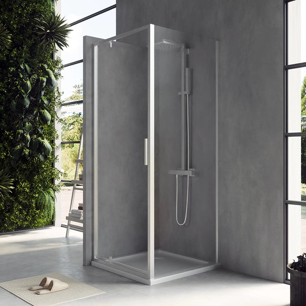 Box doccia 80x70 Rio a pivot vetro 6 mm trasparente H 195 cromo