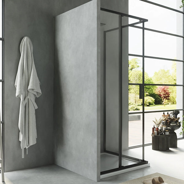 Box doccia 80x80 Rio doppio scorrevole vetro 6 mm trasparente H 195 nero