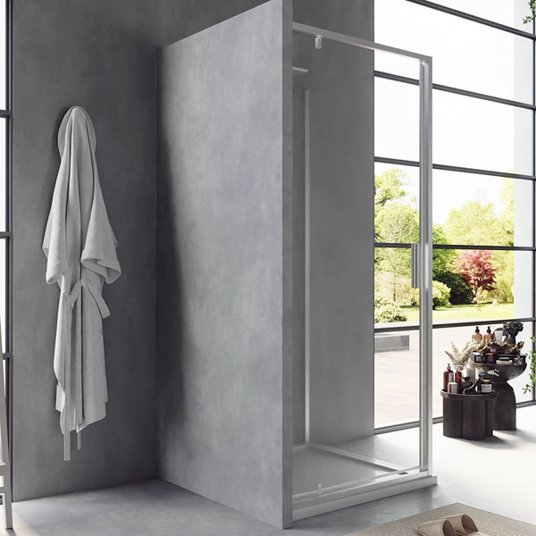 Box doccia 90x80 Rio a pivot vetro 6 mm trasparente H 195 cromo