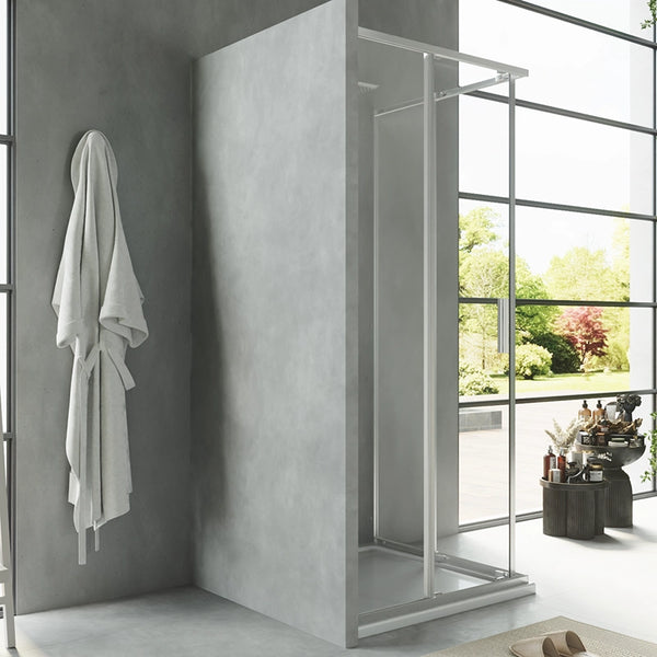 Box doccia 100x100 Rio doppio scorrevole vetro 6 mm trasparente H 195 cromo