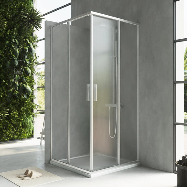 Box doccia 100x100 Rio doppio scorrevole vetro 6 mm trasparente H 195 cromo