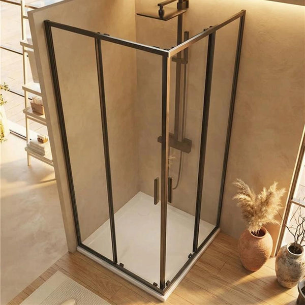 Box doccia 70x70 Rio doppio scorrevole vetro 6 mm in bagno completo, vista d'insieme dell'ambiente - Exagonshop