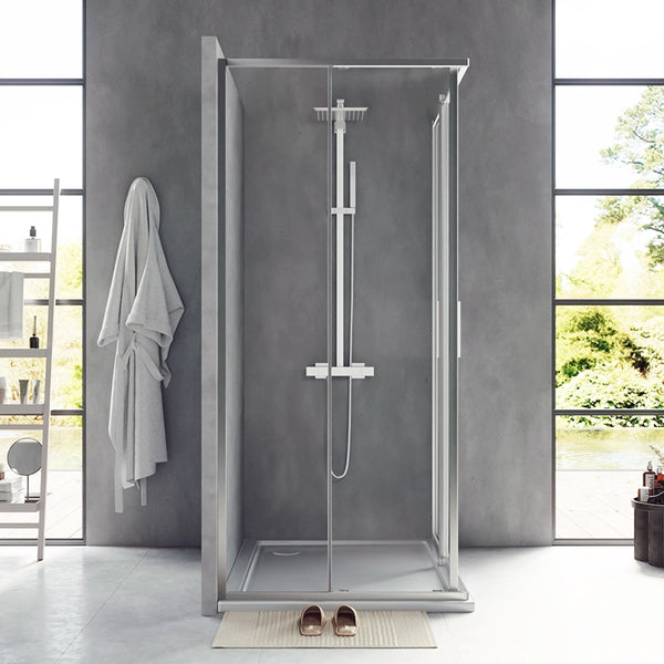 Box doccia 100x120 Rio doppio scorrevole vetro 6 mm trasparente H 195 cromo