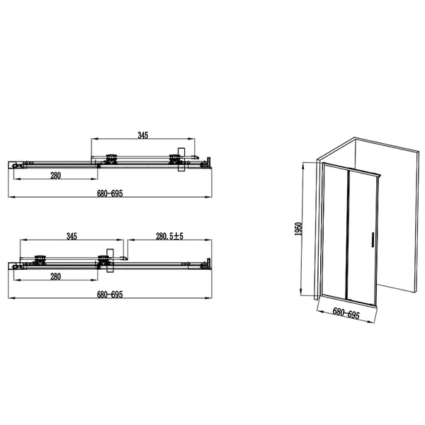 Box doccia 70x100 Rio doppio scorrevole vetro 6 mm installato in bagno moderno con ante in vetro temperato - Exagonshop