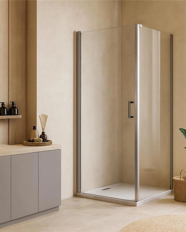Box doccia 70x90 Nizza un battente reversibile 6 mm H 190 Cromato installato in bagno moderno con ante in vetro temperato...