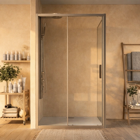 Box doccia 80x160 Marsiglia un anta scorrevole reversibile in bagno completo, vista d'insieme dell'ambiente - Exagonshop