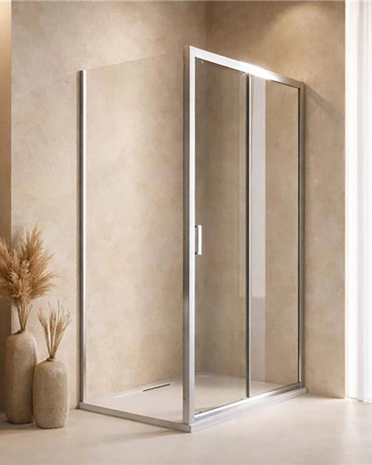Box doccia 80x160 Nuvola un anta scorrevole reversibile 6 Cromato in bagno completo, vista d'insieme dell'ambiente...