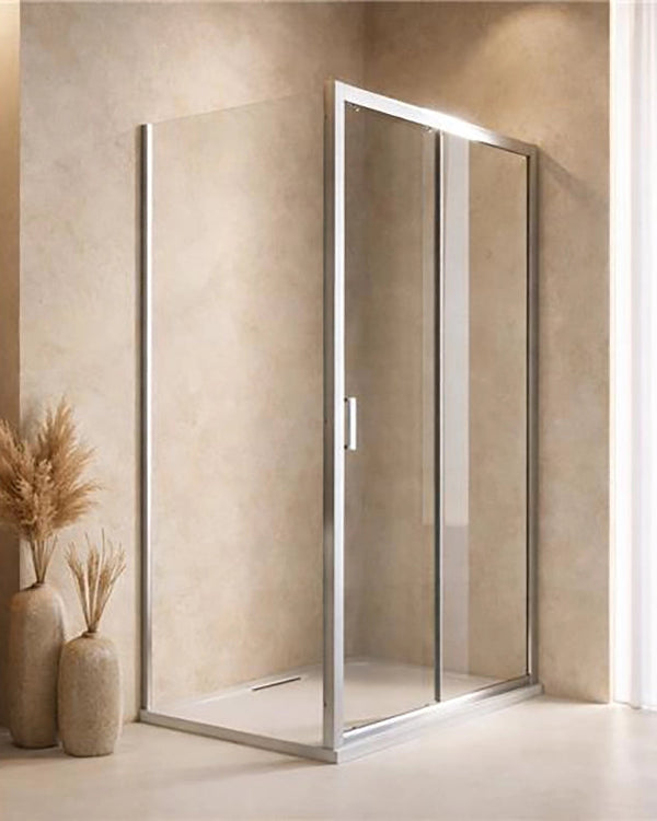 Box doccia 80x160 Nuvola un anta scorrevole reversibile 6 Cromato in bagno completo, vista d'insieme dell'ambiente...
