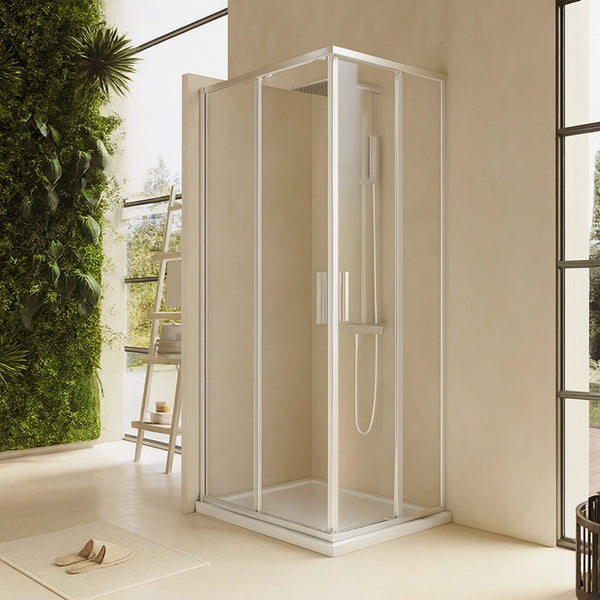 Box doccia 80x90 Rio doppio scorrevole vetro 6 mm trasparente H 195 cromo