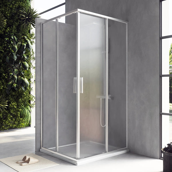 Box doccia 90x100 Rio doppio scorrevole vetro 6 mm trasparente H 195 cromo