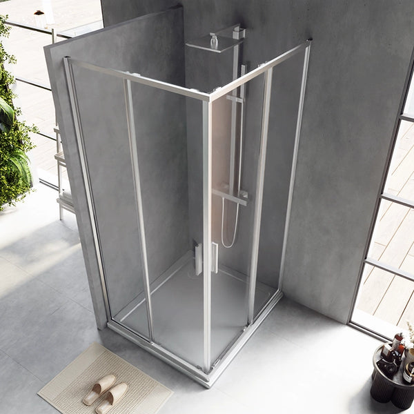 Box doccia 90x100 Rio doppio scorrevole vetro 6 mm trasparente H 195 cromo