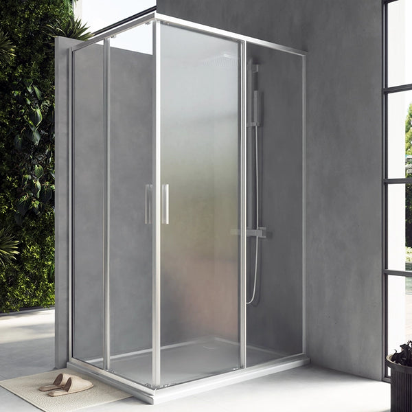 Box doccia 90x120 Rio doppio scorrevole vetro 6 mm trasparente H 195 cromo