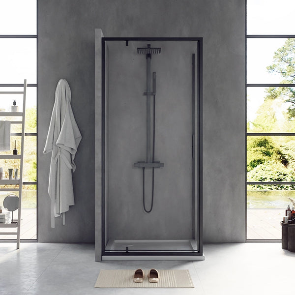 Box doccia 90x70 Rio a pivot vetro 6 mm trasparente H 195 nero