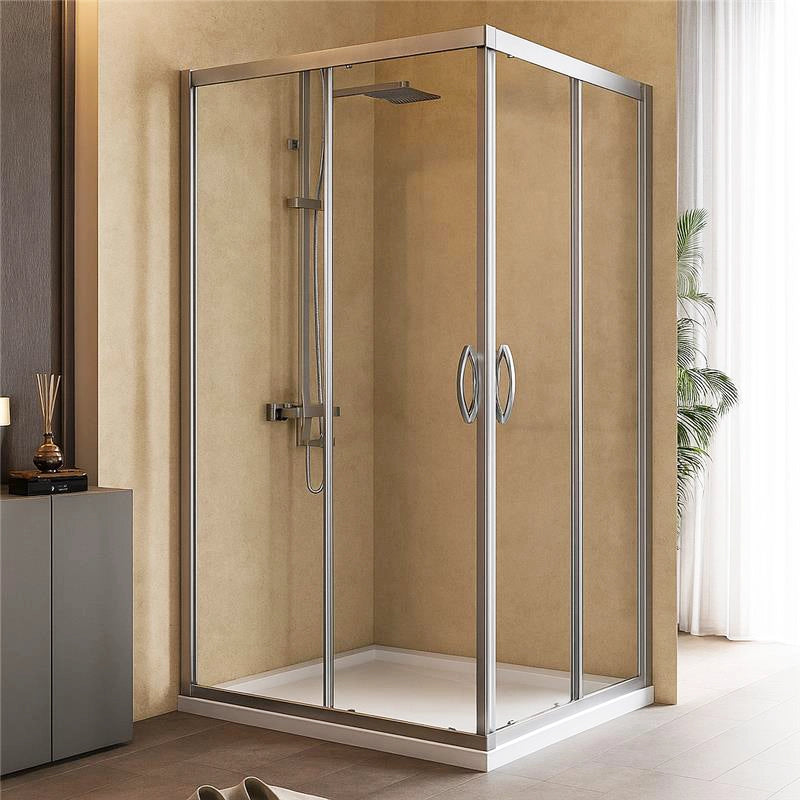 Box Doccia 100x100 Genio due ante scorrevoli vetro 6 mm trasparente H 195 cromo