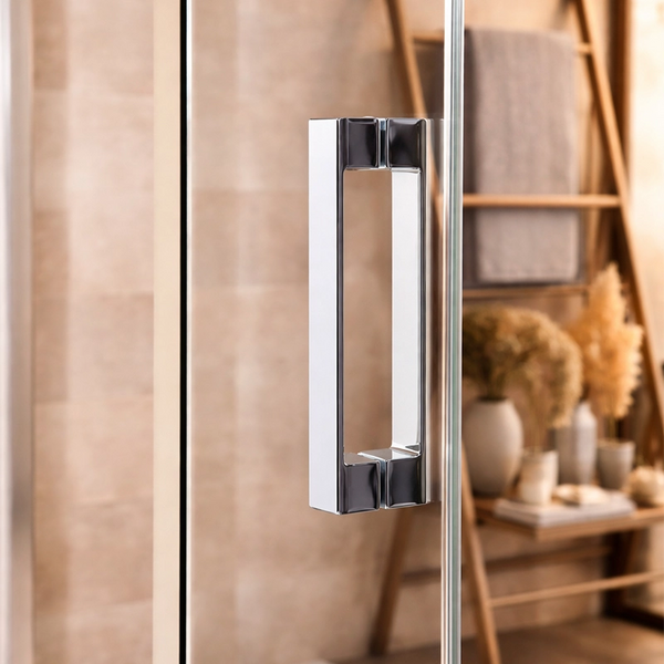 Box doccia 100x80 Marsiglia un battente reversibile vetro, dettaglio dei profili e delle cerniere in alluminio - Exagonshop