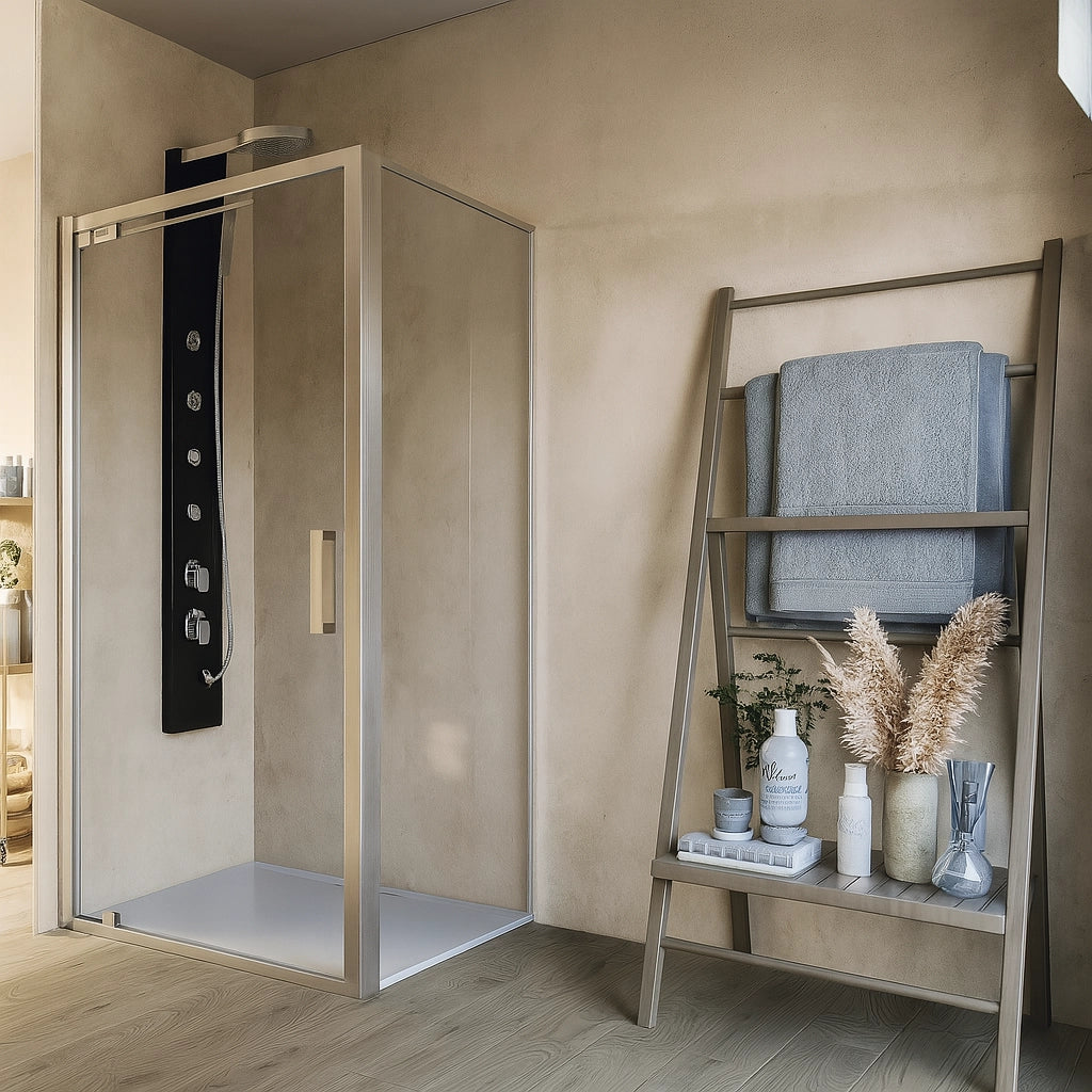 Box doccia 70x80 a battente Marsiglia reversibile trasparente H 195 cromo
