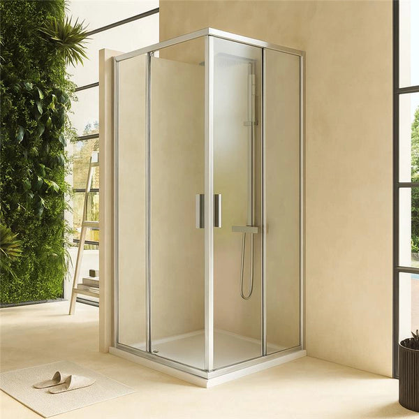 Box doccia 80x80 Rio doppio scorrevole vetro 6 mm trasparente H 195 cromo