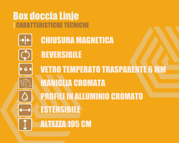 Box doccia 80x100 battente vetro temperato 6 mm 195 H cromo Linje