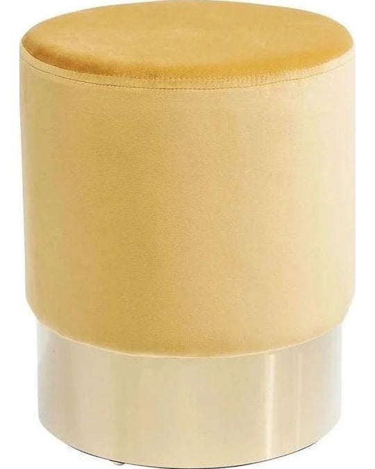 Cherry pouf sgabello effetto velluto arancio giallo con fascia ottone