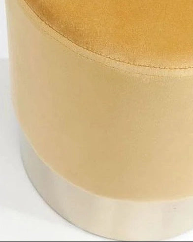 Cherry pouf sgabello effetto velluto arancio giallo con fascia ottone