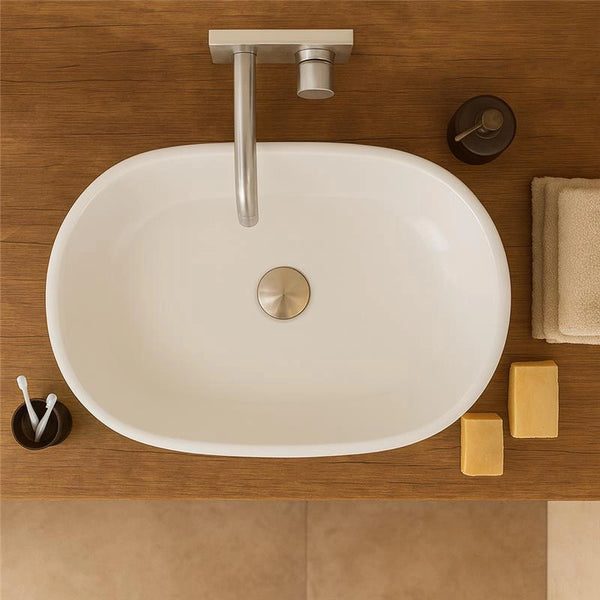 Ciotola 59x41 lavabo in ceramica bianco lucido