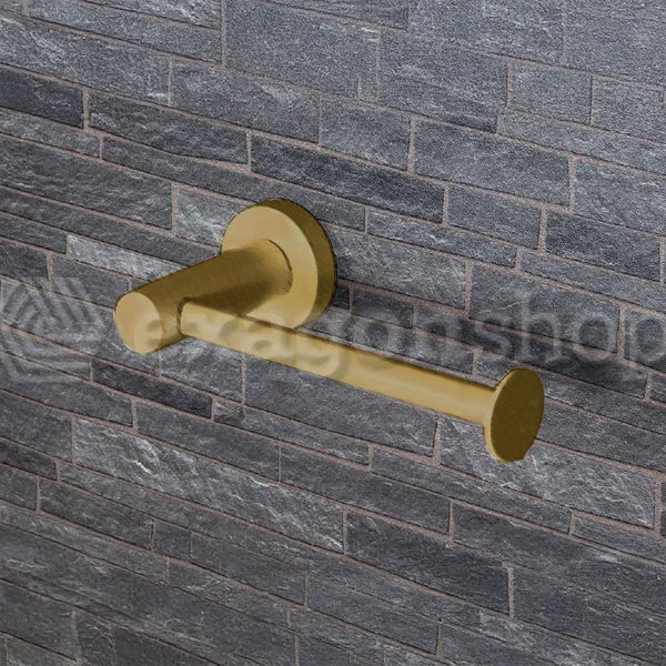 Colombo Plus Porta Rotolo senza coperchio Oro mat montato a parete, vista del design e della finitura - Colombo Design