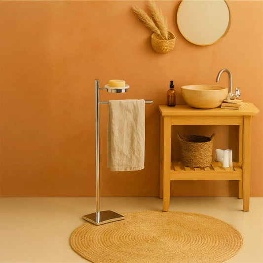 Colombo Square Piantana portasciugamani e portasapone cromo B9902