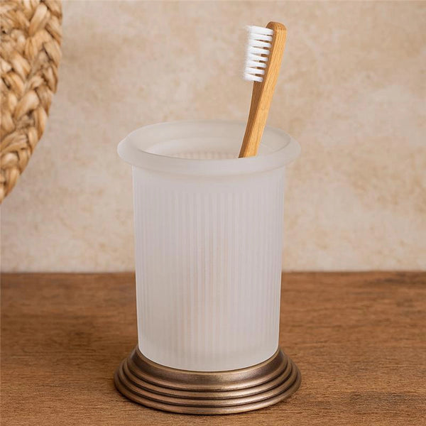 Colombo design Hermitage B33410OA portaspazzolini in Vetro Acidato Naturale ottone anticato