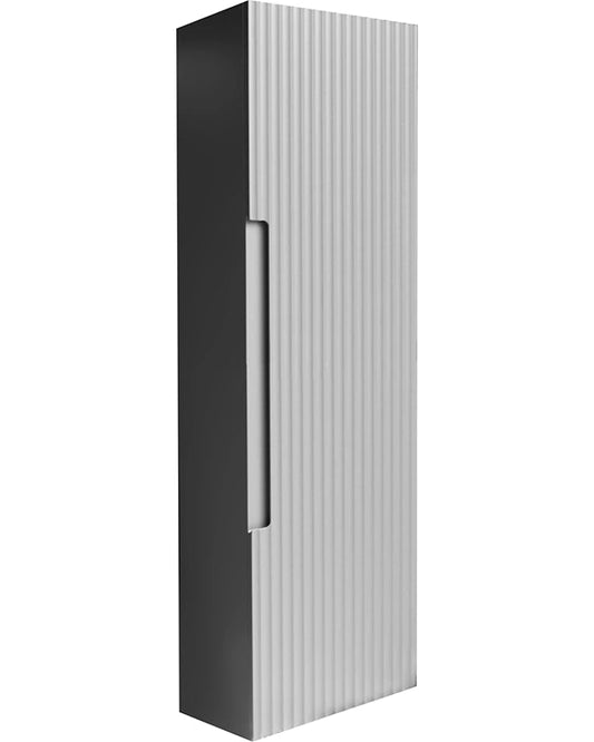 Colonna bagno 120x34 Mango reversibile clear grey ambientato in bagno moderno con specchio e accessori - Exagonshop