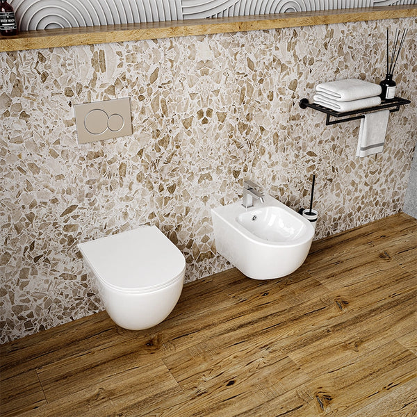 Sanitari sospesi salva spazio Linea Emme scarico a vortice sedile soft close