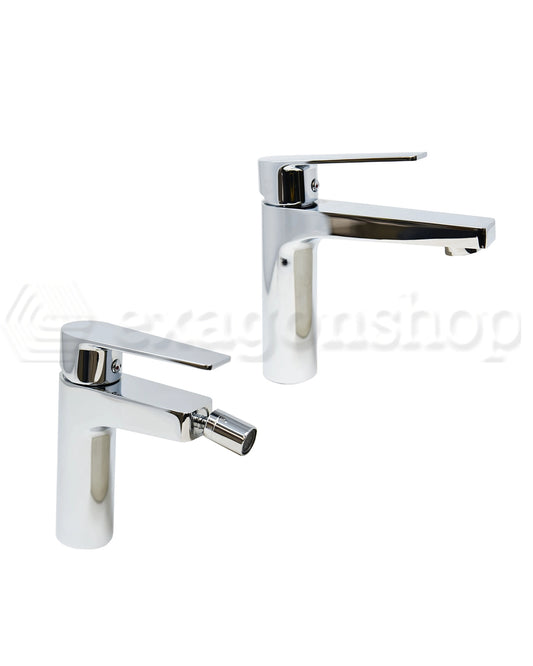 Coppia miscelatori Lavabo e bidet in ottone cromo Bridge