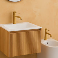 Coppia rubinetti lavabo e bidet senza scarico oro spazzolato Memo