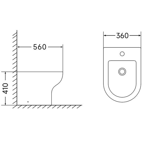 Coppia sanitari Touch a pavimento filo muro bianco lucido con sedile softclose