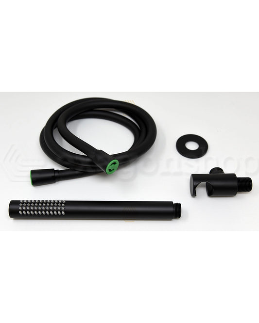 Elliot Kit Doccetta tonda con flessibile e presa acqua ottone nero opaco